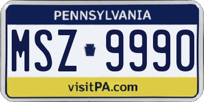 PA license plate MSZ9990