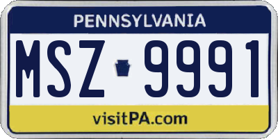PA license plate MSZ9991