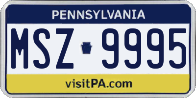PA license plate MSZ9995