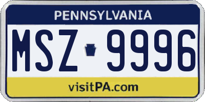 PA license plate MSZ9996