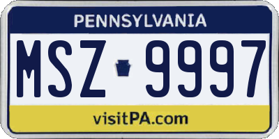 PA license plate MSZ9997