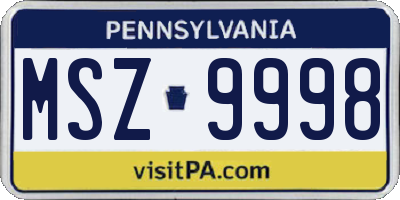 PA license plate MSZ9998