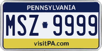 PA license plate MSZ9999