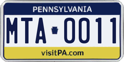 PA license plate MTA0011
