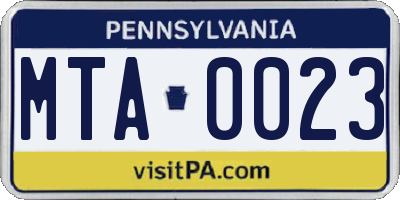 PA license plate MTA0023