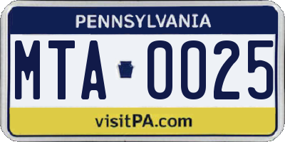 PA license plate MTA0025