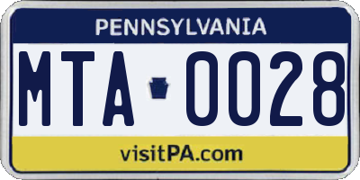PA license plate MTA0028