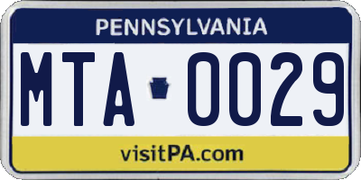 PA license plate MTA0029