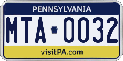 PA license plate MTA0032