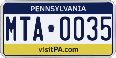 PA license plate MTA0035
