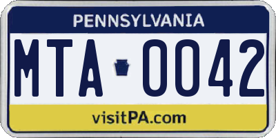 PA license plate MTA0042