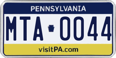 PA license plate MTA0044