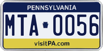 PA license plate MTA0056