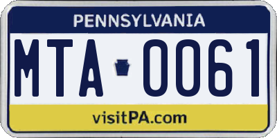 PA license plate MTA0061