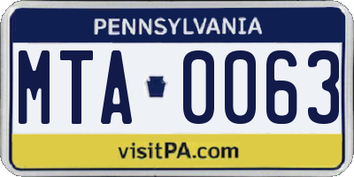 PA license plate MTA0063