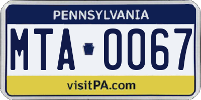 PA license plate MTA0067