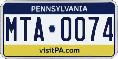 PA license plate MTA0074