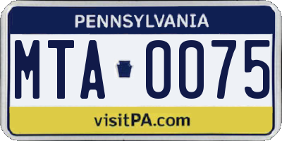 PA license plate MTA0075