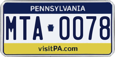 PA license plate MTA0078