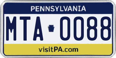 PA license plate MTA0088