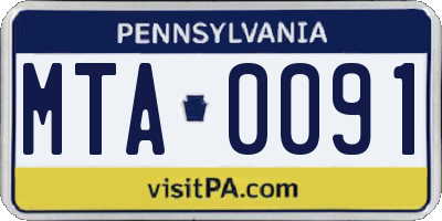 PA license plate MTA0091