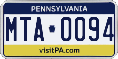 PA license plate MTA0094