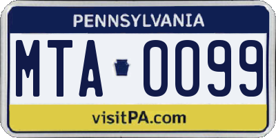 PA license plate MTA0099