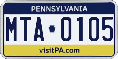 PA license plate MTA0105