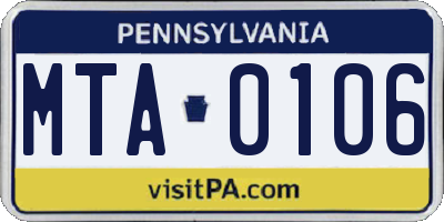 PA license plate MTA0106