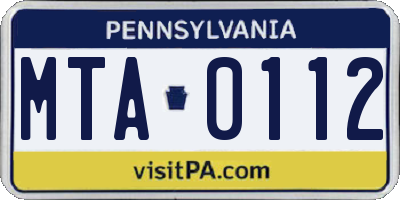 PA license plate MTA0112