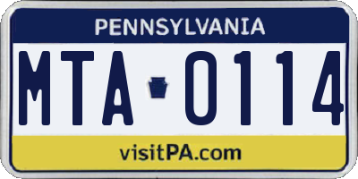 PA license plate MTA0114