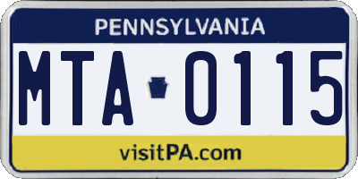 PA license plate MTA0115