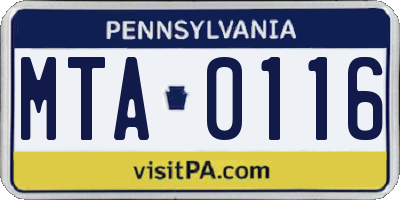 PA license plate MTA0116