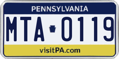 PA license plate MTA0119