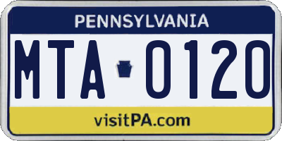 PA license plate MTA0120