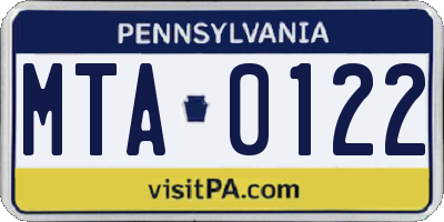 PA license plate MTA0122