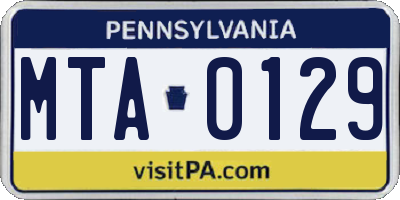 PA license plate MTA0129