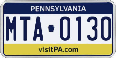 PA license plate MTA0130