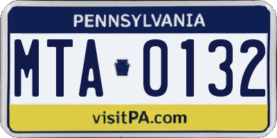 PA license plate MTA0132