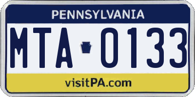 PA license plate MTA0133