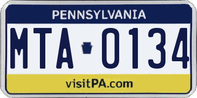 PA license plate MTA0134