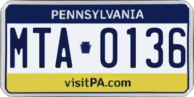 PA license plate MTA0136
