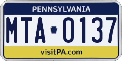 PA license plate MTA0137