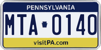 PA license plate MTA0140