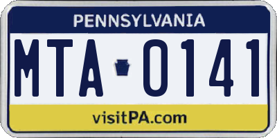 PA license plate MTA0141
