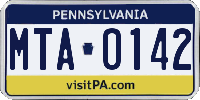 PA license plate MTA0142