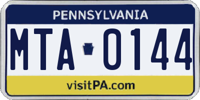 PA license plate MTA0144