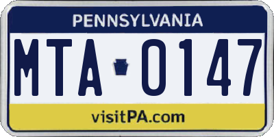 PA license plate MTA0147