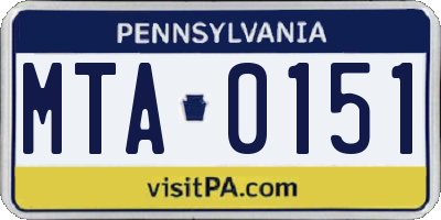 PA license plate MTA0151