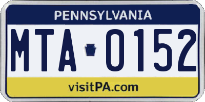 PA license plate MTA0152